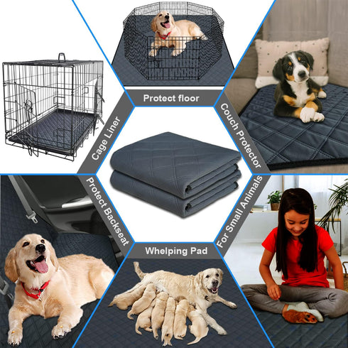 18x24 Inch(2pack) RIOUSSI Washable Pee Pads for Dogs, Reusable, Absorbent, Leakproof, Non Slip Pet Puppy Pads for Potty