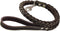 4-Thong Square Fully Braided Genuine Leather Dog Leash, 3.5 ft Length, 1" Wide, Brown for Large to X-Large Dogs