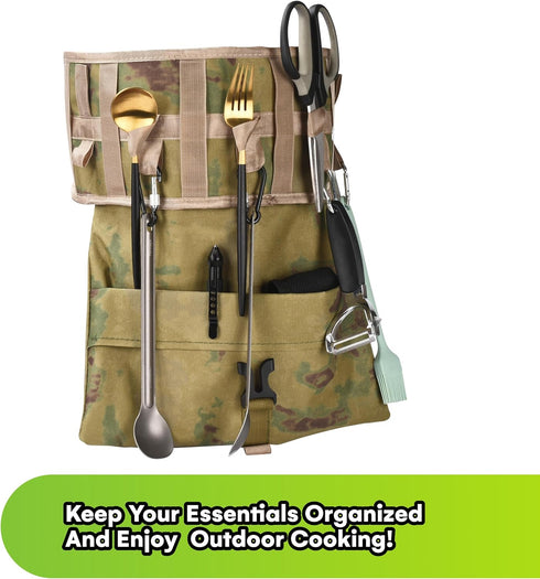 Grippi Hanging Camping Utensil Organizer - Compact Waterproof Tableware Storage Bag for Outdoor Cooking - Set of 1 -
