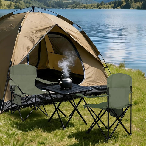 2 Pack 300lbs Folding Camping Chair with Cup Holder & Side Storage Bag Capacity Lightweight High Back Portable