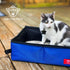 Portable 2-in-1 Double Pet Kennel/Shelter, Black/Royal Blue Fabric, 20"x20"x39", Car Seat-Belt Fixture Included