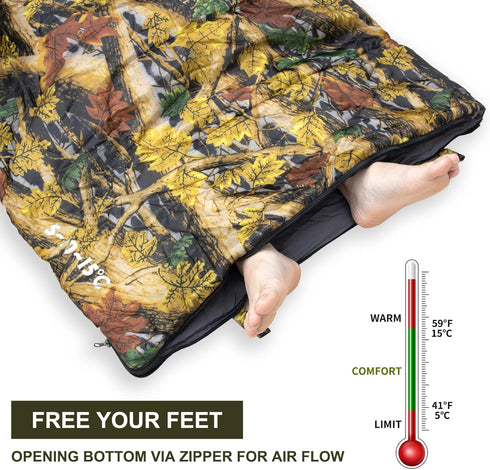 Night Cat Camping Sleeping Bag for Adults, 3 Seasons Portable Lightweight for Hiking, Indoor Outdoor, 5-15?