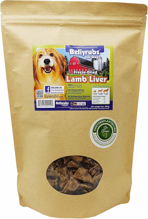 Freeze-Dried Lamb Liver Treats - 14oz for Small to Large Dogs, 100% Real Lamb Liver, All-Natural, Made in USA