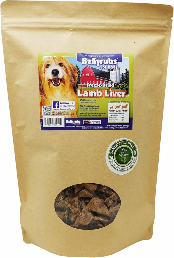 Freeze-Dried Lamb Liver Treats - 14oz for Small to Large Dogs, 100% Real Lamb Liver, All-Natural, Made in USA