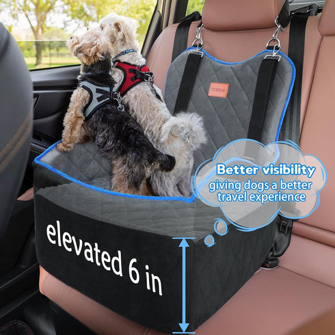 FURFAMDOGG 6 Inch 3 3 Elevated Dog Car Seat, Booster Car Seat for Small/Medium Sized Dog Fits in Front/Back Seat