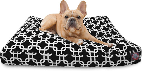 Black Links Small Rectangle Indoor Outdoor Pet Dog Bed, Removable Washable Cover by Majestic Pet Products