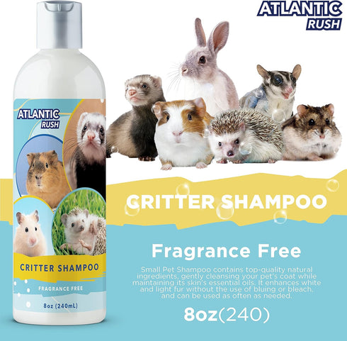 Critter Shampoo for Small Pets, 8oz Fragrance Free Shampoo for Ferrets, Guinea Pigs, Rabbits, and More