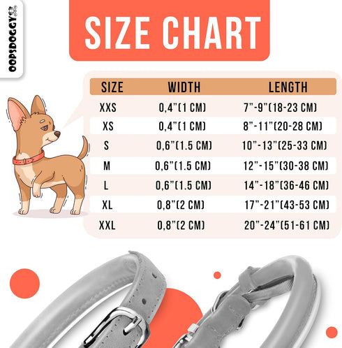 OOPSDOGGY Reflective Rolled Leather Dog Collar - Adjustable Soft Padded Collar for Small Breed Dogs (XS, 8"-11", Green)