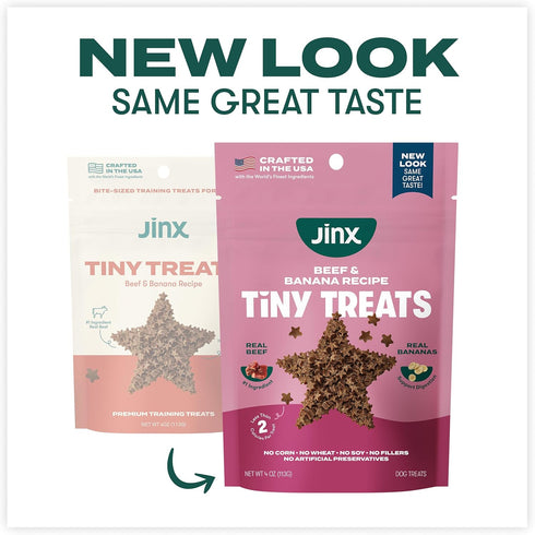 4oz, 6 Pack Jinx Beef & Banana Training Treats for Dogs and Puppies, Low-Calorie, All Natural, Slow-Smoked Real Beef