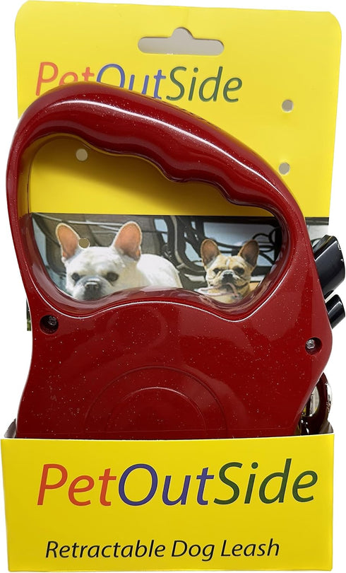 Retractable Dog Leash, 2 Release Stop Buttons, 16ft Belt, Abs, up to 45 Lbs, Red