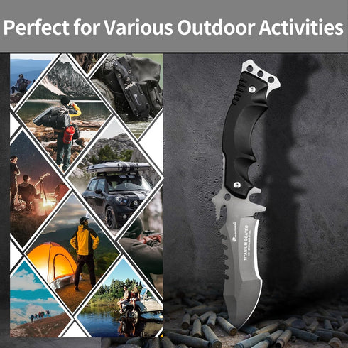 HX OUTDOORS Full Tang Camping Knife, Fixed Blade Survival Knife with Sheath for Outdoor, EDC, Hunting