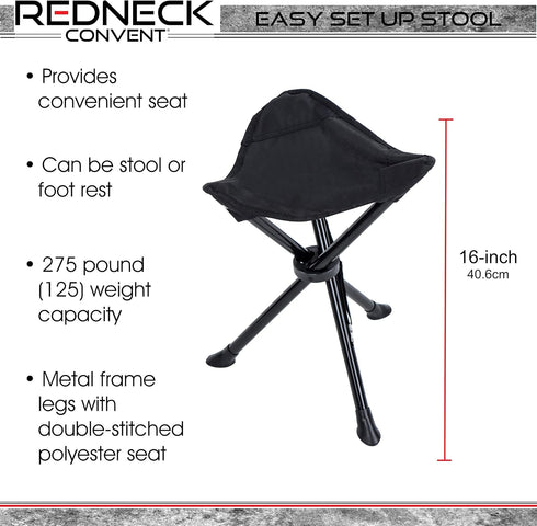 3 Backpacking Redneck Convent RC Folding Camping Stool Tripod Compact Hunting Chair - Portable Legged Stool Ultralight