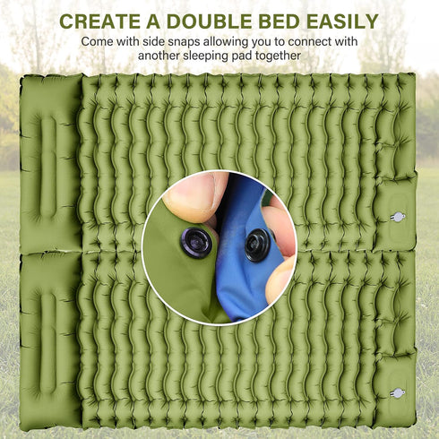 Yuzonc Camping Sleeping Pad, Ultralight Camping Mat with Pillow, Built-in Foot Pump, Compact for Hiking