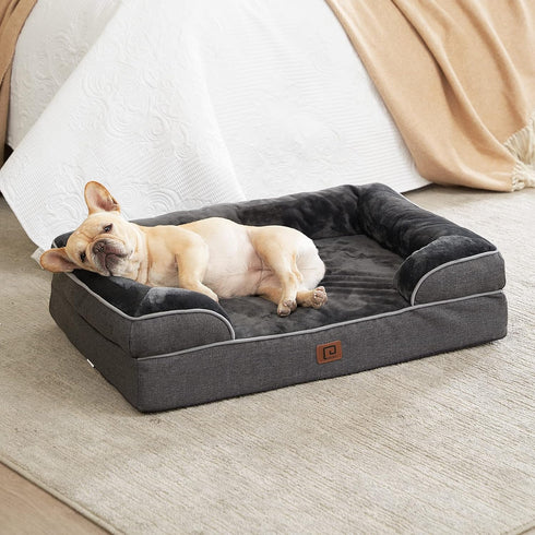 EHEYCIGA Orthopedic Dog Bed for Medium Dogs, Waterproof Memory Foam Couch Bed with Washable Cover, Dark Grey