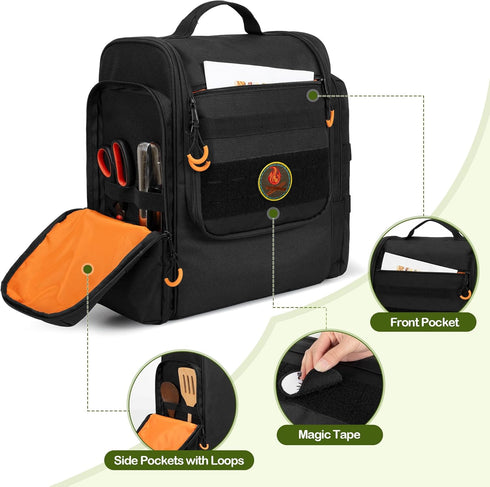 HODRANT Large Tactical Camping Kitchen Organizer, Hanging Cookware Storage Bag with Paper Towel Holder & Multi Pockets