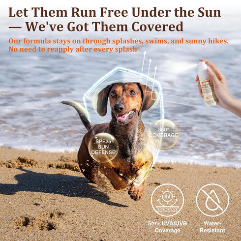 Dog Sun Protection Spray Lightweight, Oil-Based UV Shield for Sensitive Skin | Soothing & Moisturizing Formula