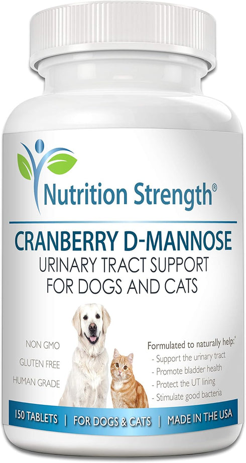 Cranberry D-Mannose for Dogs, UTI Support, Immune Health Supplement, 150 Chewable Tablets for Bladder