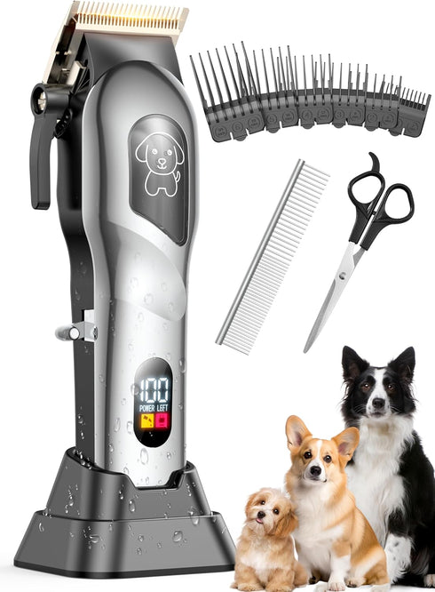 mearens Dog Clippers for Grooming, Dog Grooming Kit for Heavy Thick Hair, Low