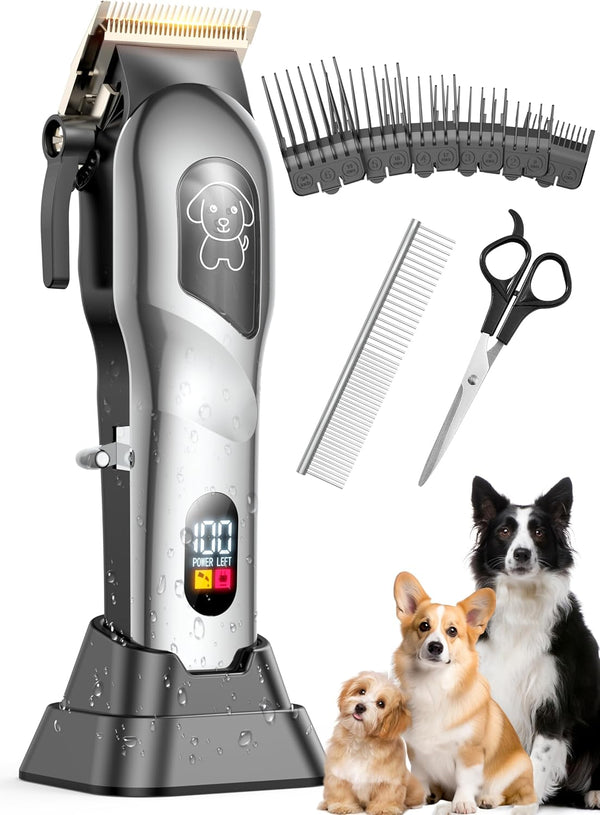 mearens Dog Clippers for Grooming, Dog Grooming Kit for Heavy Thick Hair, Low