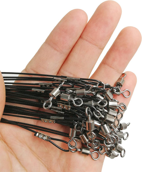 Fishing Wire Leaders for Saltwater, 30pcs Stainless Steel Line Leaders, 19" Nylon-Coated 100 LB Wire Rig