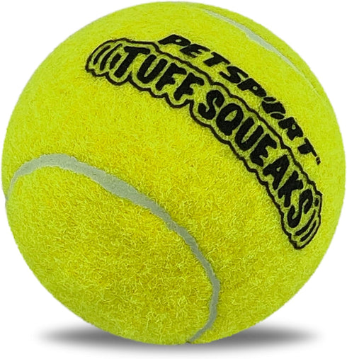PetSport TuffSqueaks Yellow Tennis Ball Dog Toys, 12 Pack Small (1.8") Durable Non-Toxic Felt & Rubber