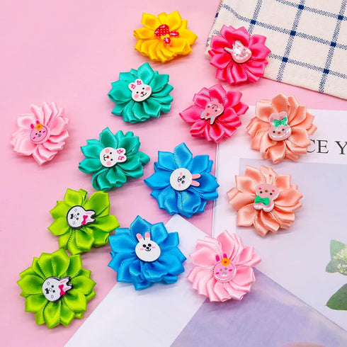 80pcs Dog Flower Bows - Bulk Holiday Small Dog Hair Bows with Rubber Bands for Grooming Accessories