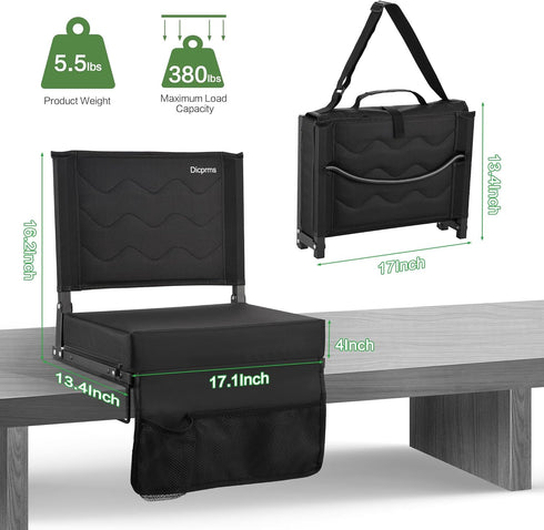 Dicprms Stadium Seats for Bleachers with Back Support, Bleacher Chairs with Back and Cushion Bleacher Seats Portable