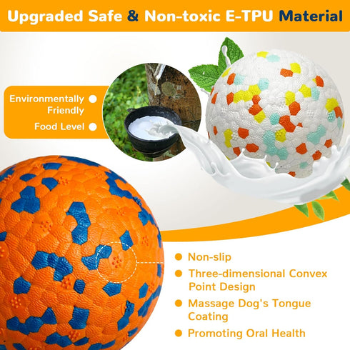 2 Pack Upgraded Indestructible Dog Tennis Balls for Aggressive Chewers, Interactive Durable Bouncy Chew Balls