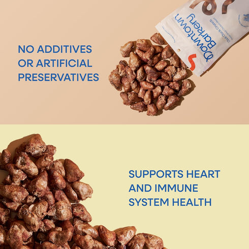 Downtown Barkery Freeze Dried Dog Treats, Single Ingredient, Low Calorie, All Natural, Freeze Dried Chicken Hearts, 4 Oz