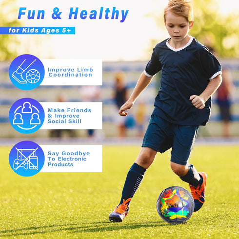 Size 4 Soccer Ball, Durable Construction for Kids, Teens, Boys, Girls, Youth Soccer Players Training Gifts