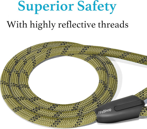 iYoShop Durable Slip Lead Dog Leash - Padded Handle and Highly Reflective Threads, No Pull Dog Training Leash