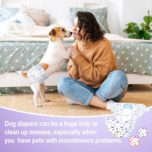 40pcs Pet Soft Female Dog Diapers - Disposable Doggie Diapers with Wetness Indicator, Puppy & Cat Diaper Super