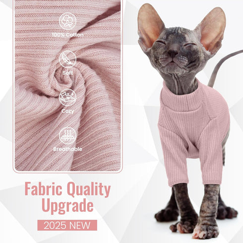 DENTRUN Sphynx Hairless Cats Shirt Pullover, Breathable Cat Wear Turtleneck Sweater for Adorable Cat's Clothes