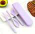 ZQtyf Set 5 Sets Set, (5 Travel Utensils - Reusable Wheat Straw Plastic Cutlery with Case, Portable Forks Spoons