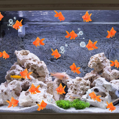 60 Pcs Fake Goldfish Plastic Fish, Realistic Orange Goldfish for Aquarium Tank Pond Decorations