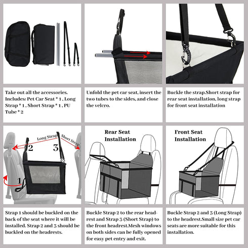 50 Lbs, Dog Car Seat for Medium Sized Dog, Booster Car Seat with Clip-On Safety Leash, Fits Both Front and Rear Seats