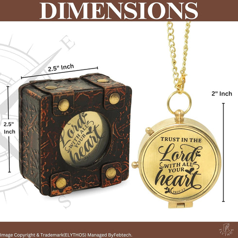 Handmade Brass Antique Compass with Leather Case Vintage Finish Functional Pocket Navigation Tool for Travel, Hiking