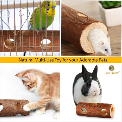 SunGrow Rabbit Log Chew, 8 Inches, 2-in-1 Hay Feeder and Molar Bunny Log Chew for Small Animals