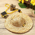 Popetpop Adjustable Pet Straw Hat, Sun Protection for Small Dogs and Cats, Garden Beach Cap (Khaki, Size S)