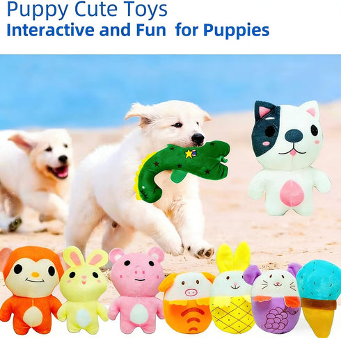 Kyatico 30 Pcs Dog Squeaky Toys, Cute Plush Small Dog Toys with Squeakers,Interactive Puppy Chew Toys for Small Medium