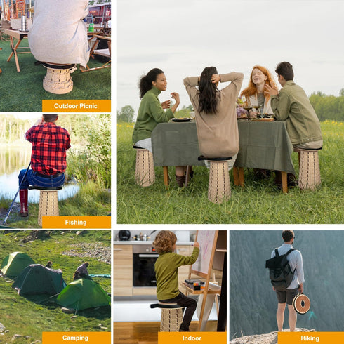 12 500lbs, Backpack Collapsible Stool, Folding Stool with PU Cushion, Portable Foldable Stool Levels and Load Capacity