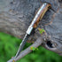 Handmade Damascus Pocket Knife, 6.5 Inches Folding Knife with Sheath, Brown, Best for EDC, Camping, Fishing