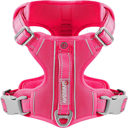 BARKBAY No Pull Dog Harness with ID Tag Pocket - Heavy Duty Reflective Control for Large Dogs (Pink, S)