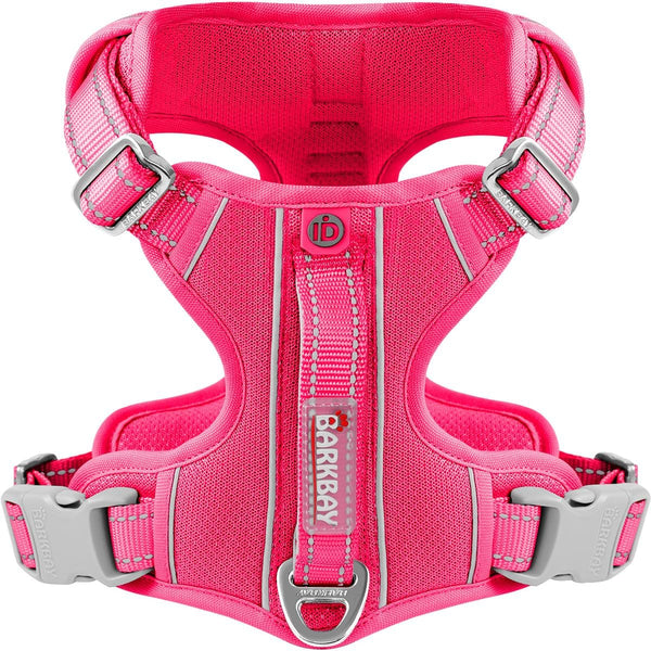 BARKBAY No Pull Dog Harness with ID Tag Pocket - Heavy Duty Reflective Control for Large Dogs (Pink, S)