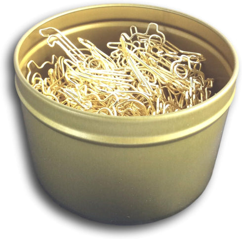 Dog Dachshund Shaped Paper Clips, Great for Collectors, Dog Lovers, 100 Count, Gold Tin Box