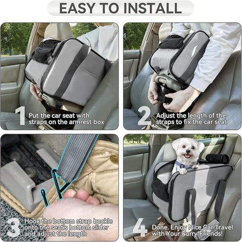 PETSFIT Multipurpose Console Dog Car Seat, Portable Small Dog Car Seat for Dogs, Cat Carrier, Pet Carrier Airline