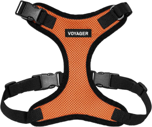 Voyager Step-in Lock Pet Harness - Adjustable All Weather Mesh Harness for Cats and Dogs, Orange/Black Trim, S