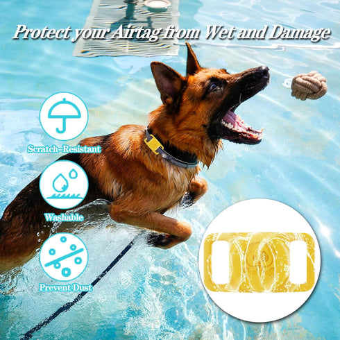 4 Pack Waterproof AirTag Dog Collar Holder, Silicone Hidden Loop for Apple AirTag Tracker, Anti-Lost Accessories