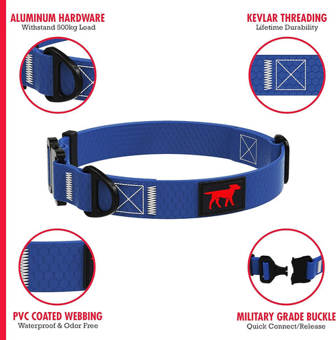 Tuff Pupper Waterproof Action Collar for Dogs, Heavy Duty Tear Proof Dog Collar with Rust-Proof Metal Hardware