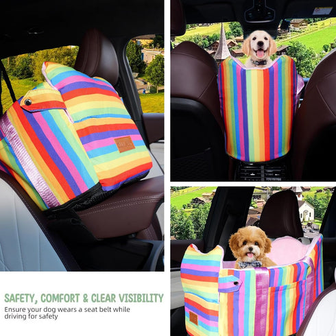 Cozy 15lbs Cullaby Console Dog Car Seat for Small Dogs - Anti-Collapse Center Console Armrest Booster Seat, Sturdy Pet